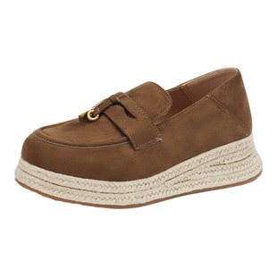 星期六复古真皮厚底乐福鞋女2025新款秋冬一脚蹬懒人鞋渔夫鞋单鞋