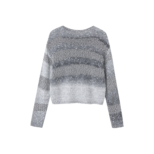 indicia标记2025秋新款复古重工灰色花纱条纹针织毛衫L2D5MS217