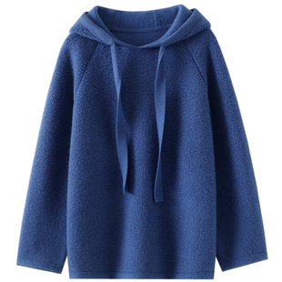 出众迷人！重磅加厚圈圈针100%纯山羊绒帽衫女连帽毛衣宽松新款