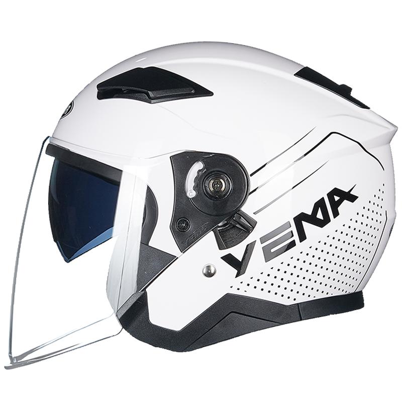 野马3C认证头盔电动车男女双镜四季半覆电瓶冬保暖国标3/4安全帽