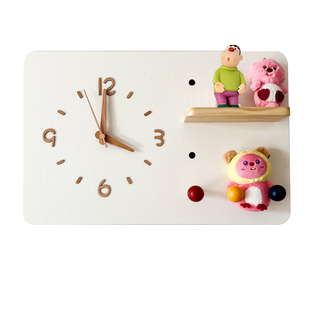 奶油风洞洞板电表箱装饰画带钟表遮挡时钟强配电箱盖板画挂钟遮丑