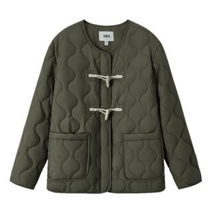 森马棉服女冬季仿羊羔毛马甲牛角扣防泼水宽松轻薄棉衣文艺两件套