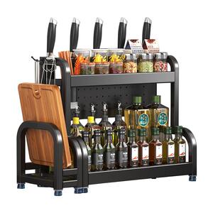 不锈钢厨房调料置物架台面家用多功能筷子调味品油盐酱醋收纳刀架