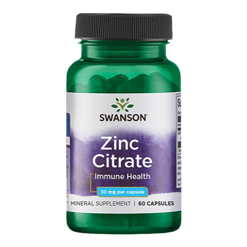 Swanson斯旺森柠檬酸锌胶囊30mg 锌补充剂男士成人补锌60粒/瓶