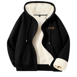 GV真维斯加绒外套男秋冬季潮牌羊羔绒开衫卫衣男士加厚保暖夹克A