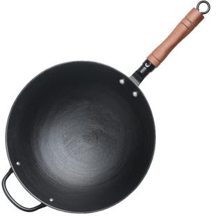 龟纹旗舰店正品铸铁锅无涂层传统章丘家用炒菜铁锅老式生铁不粘