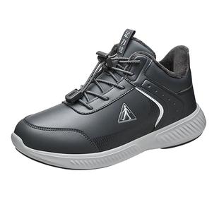 足力健老人鞋官方旗舰店冬季加绒保暖鞋男中老年爸爸皮鞋健步棉鞋