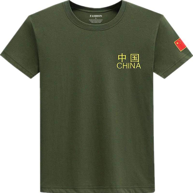 军迷t恤 男短袖夏军绿迷彩服特种兵t恤宽松 黑色大码半袖纯棉上衣