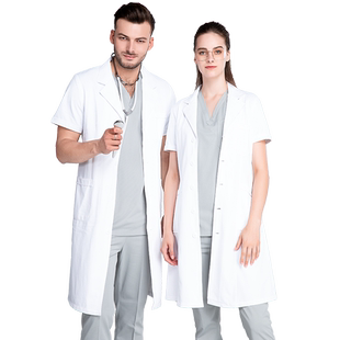 高端白大褂长袖医生服男女时尚美容服牙科口腔医美短袖实验工作服