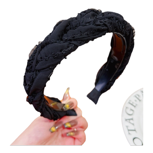 复古小香风网纱麻花辫子发箍夏季带齿防滑法式设计感头箍气质发饰