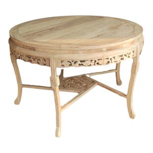 实木餐桌椅圆型形组合仿古中式老榆木白茬胚饭店酒店餐桌6人圆桌