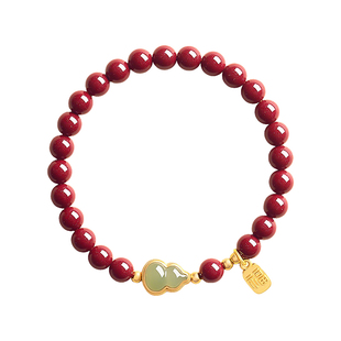 高纯度真品朱砂手串女款天然和田玉葫芦手链本命年女士礼物送妈妈