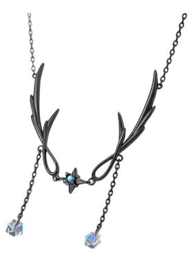 花芽原创暮色黑羽s925纯银项链