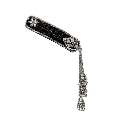 黑曜石闪钻铃铛流苏发夹女