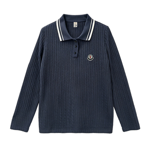 初中生polo领卫衣秋装2026新款少女洋气学院风高中学生打底上衣女