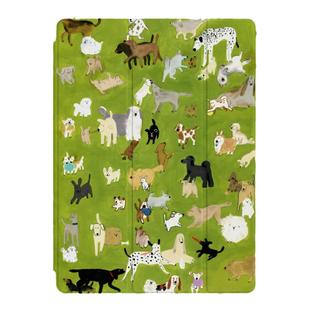 狗狗开会多巴胺绿色小众艺术生插画动物可爱适用于苹果2022款iPadPro12.9/11三折保护壳air5/mini6防摔平板壳