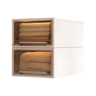 收纳盒抽屉式透明储物箱家用衣物整理箱零食储物柜衣服内衣收纳箱