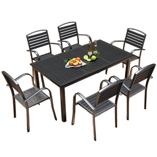 户外桌椅防腐塑木庭院休闲餐桌椅套装别墅露天阳台花园茶桌椅组合