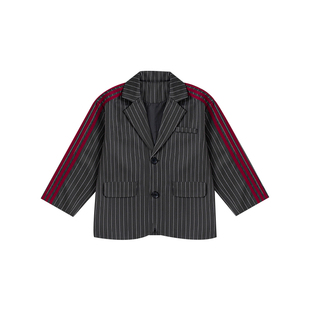 儿童嘻哈街舞服男童酷帅条纹西装locking舞蹈服女团爵士舞演出服