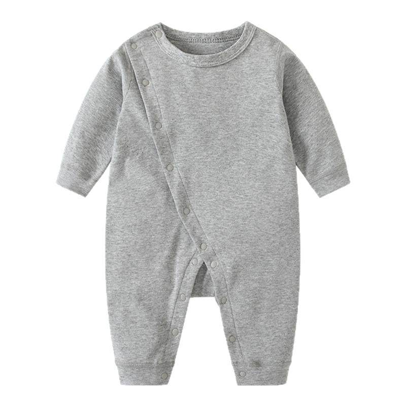 婴儿衣服春纯棉宝宝双层护肚内衣无骨打底贴身睡衣新生儿连体衣秋