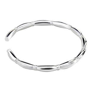 汇宝泉纯银足银s999藕节手镯节节高升简约时尚开口手环送女朋友