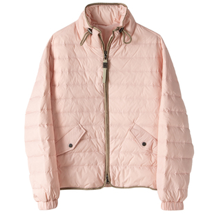 时尚轻奢标志性珠链三星安心90白鸭绒立领轻薄短款羽绒服女款冬季