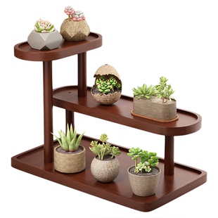办公室桌面花架实木小型绿植摆放架卧室窗台飘窗多肉展示花架子
