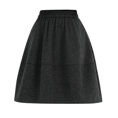 灰色毛呢半身裙a字花苞裙短裙