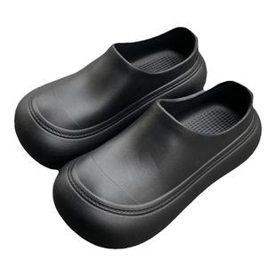 细细条 韩版ins潮外穿懒人半拖鞋女夏季增高鞋防水休闲厚底大头鞋