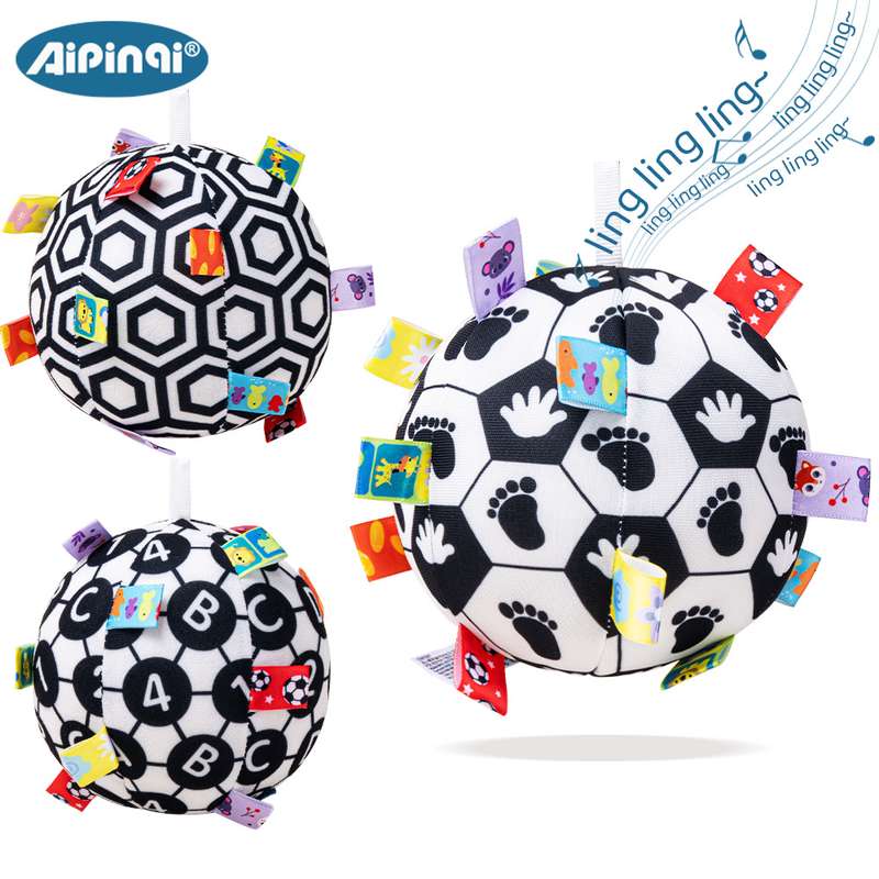 Aipinqi新款婴儿手抓球黑白玩具统宝宝布视觉球球感摇铃感知训练