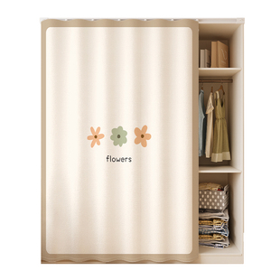 衣柜防尘帘免打孔无门柜子遮挡帘书柜置物架滑轨拉帘鞋柜遮丑布帘