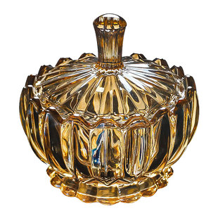 2025新款水晶玻璃碟带盖甜品碗糖果罐水果盘精致小碟子果盘收纳盒