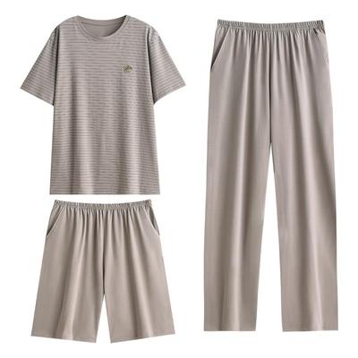 睡衣男士夏季纯棉短袖长裤家居服
