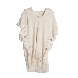森系纯色民族风披肩流苏毛衣针织衫新疆旅行旅游套头连帽围巾斗篷