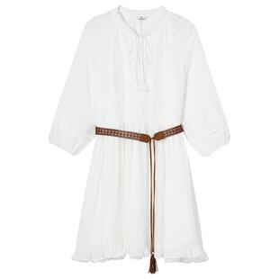 热风连衣裙2025年秋季新款女士游牧度假风连衣裙波嘻风白色连衣裙