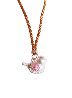 足银9999纯银珐琅小鸟项链女