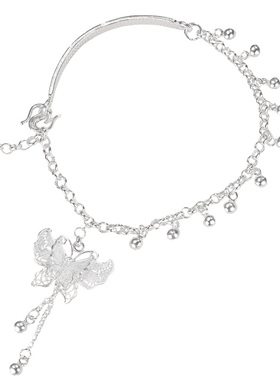 足银手链蝴蝶半镯半链设计感手串