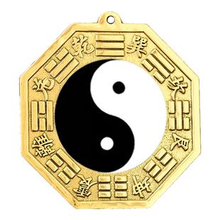 黄铜凸镜黑白八卦镜太极阴阳鱼乾坤太极图家用大门口窗户阳台摆件