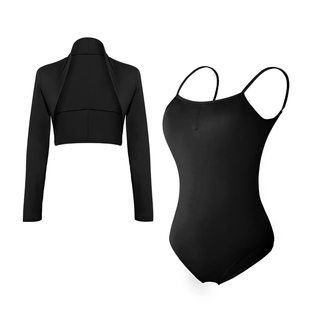 芭蕾舞练功服女成人黑色吊带三件套艺考高胯体操服学生中国舞服装