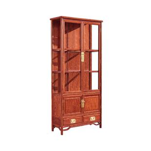 红木酒柜新中式品牌刺猬紫檀玻璃柜靠墙摆设客厅实木酒柜展示柜