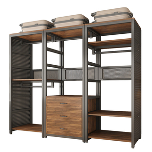 简易衣柜金属洞洞板衣架家用卧室货架钢架组合置物架开放式衣帽间