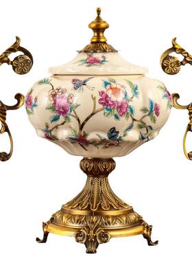 客厅冰裂纹摆件陶瓷收纳摆件欧式