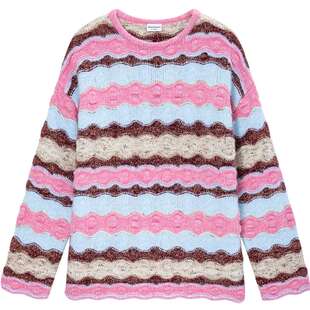 【含绵羊毛】Juicy Couture橘滋针织衫女拼色软糯落肩慵懒毛衣