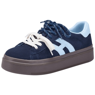 热风厚底德训鞋女款2026年春季新款百搭休闲鞋小白鞋增高女鞋子