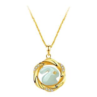 2024年新款兔子项链玉质吊坠小众设计波光粼粼锁骨链送女生礼物