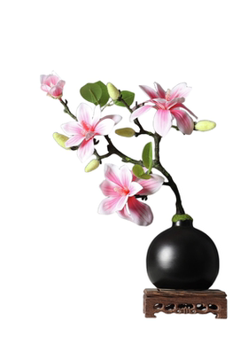 新中式仿真玉兰陶瓷花瓶摆件插花