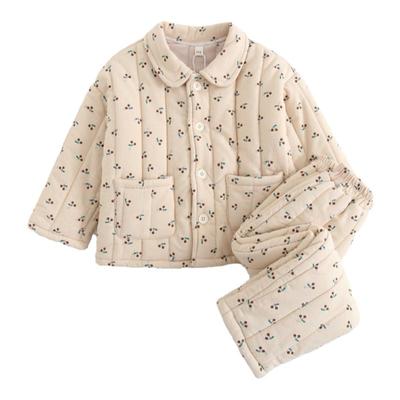 纯棉日系磨毛冬季夹棉睡衣套装