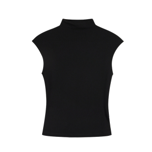 NEVA HU半高领小飞袖T恤女新款弹力修身显瘦短袖气质针织无袖上衣