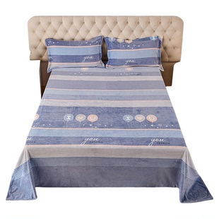 冬季保暖牛奶绒床单单件230克加厚高档防静电单双人绒被单子直角