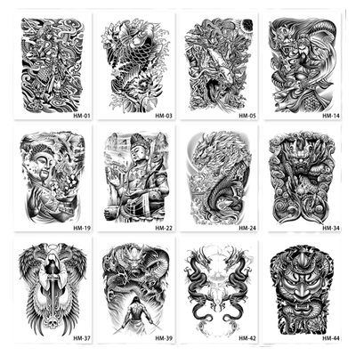 中国满背草本纹身贴男防水持久